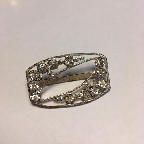 Vintage antieke zilverkleur strass stenen gesp speld costume, Sieraden, Tassen en Uiterlijk, Antieke sieraden, Overige typen, Overige materialen