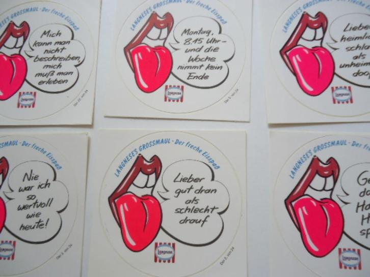 sticker oud Langnese love lips strip ola retro ijs duitsland, Verzamelen, Stickers, Zo goed als nieuw, Bedrijf of Vereniging, Ophalen of Verzenden