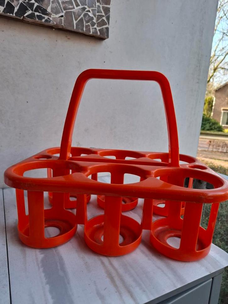 Retro Curver Flessenrek Oranje, Huis en Inrichting, Keuken | Keukenbenodigdheden, Zo goed als nieuw, Ophalen of Verzenden