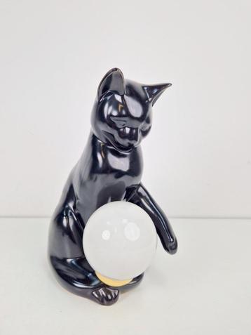 vintage Poes bollamp tafellamp porselein 70’s Mid Century beschikbaar voor biedingen