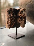Oud gevel houten ornament India oosters vogel sober sleets, Antiek en Kunst, Ophalen of Verzenden