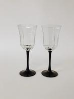 SET VAN 2 VINTAGE GLAZEN, ZWARTE VOET | LUMINARC FRANCE, Verzamelen, -, -, Overige typen, Ophalen of Verzenden
