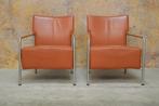 2 terrakleurige leren Bert Plantagie Class design fauteuils, Huis en Inrichting, Ophalen, Design, 75 tot 100 cm, Zo goed als nieuw