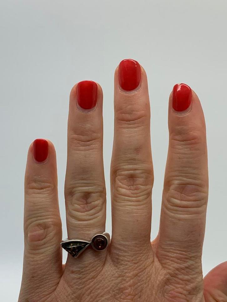 Z108 Prachtige zilveren ring barnsteen maat 18, Sieraden, Tassen en Uiterlijk, Ringen, Zo goed als nieuw, Dame, 18 tot 19, Zilver