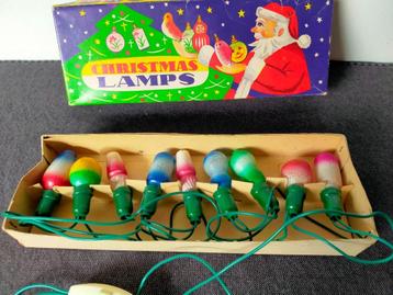 VINTAGE KERSTSNOER MET 9 WERKENDE KERSTLAMPJES beschikbaar voor biedingen