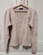Ralph Lauren Kabeltrui Vhals Maat L, Kleding | Dames, Beige, Maat 42/44 (L), Ophalen of Verzenden, Zo goed als nieuw