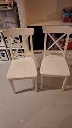 4 witte eetstoelen IKEA (setprijs 30eu), Ophalen, Gebruikt, Wit, Vijf, Zes of meer stoelen
