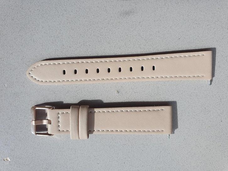 Beige 18mm Leren Horlogebandje -nieuw - universeel, Sieraden, Tassen en Uiterlijk, Sporthorloges, Nieuw, Ophalen of Verzenden