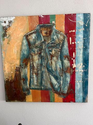 Metalen Wanddecoratie - Denim Jas - 100x100cm beschikbaar voor biedingen