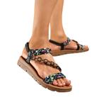 Boho sandalen met gevlochten bandjes en kralen mt 38, Ophalen of Verzenden, Nieuw, Sandalen of Muiltjes