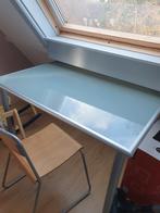 Glazen en aluminiumtafel/ bureau, Huis en Inrichting, Ophalen of Verzenden, Zo goed als nieuw