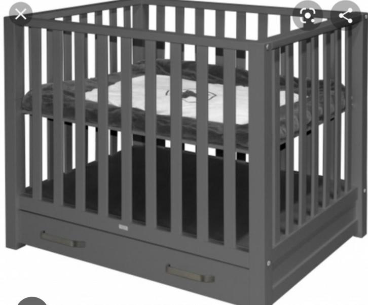 Antraciet box, Kinderen en Baby's, Boxen, Zo goed als nieuw, Vierkant, In hoogte verstelbaar, Boxkleed, Ophalen