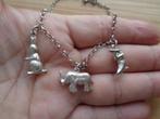 zilveren ketting met 3 vintage bedels [593], Met hanger, Ophalen of Verzenden, Zo goed als nieuw, Zilver