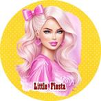 LF2921 icing frosting pink girl 20cm eetbare taart print top, Ophalen of Verzenden, Nieuw, Taarten, Versiering