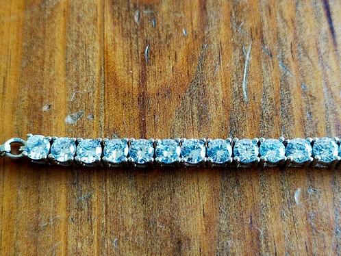 Schitterende tennisarmband met zirkonia, Sieraden, Tassen en Uiterlijk, Armbanden, Zo goed als nieuw, Zilver, Zilver, Met kristal