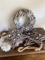 Landelijke set van 3 houten kerstdecoratie, Ophalen of Verzenden, Nieuw