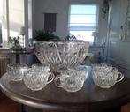 Hazel atlas williamsport punch bowl - punchbowl + 4 glazen!, Gebruikt, Ophalen of Verzenden, Overige stijlen, Glas