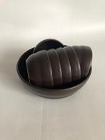 Retro bruine snack schalen set compleet 7-delig jaren 70, Ophalen, Huis en Inrichting