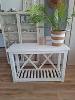 Sidetable Wit Hout Landelijk cross hout, Huis en Inrichting, Tafels | Sidetables, Ophalen, Gebruikt, 100 tot 150 cm, Grenenhout