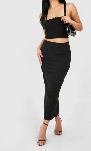 BLACK BEAD ZWARTE BASIC BODYCON ROK MIDI ROK MAAT S beschikbaar voor biedingen