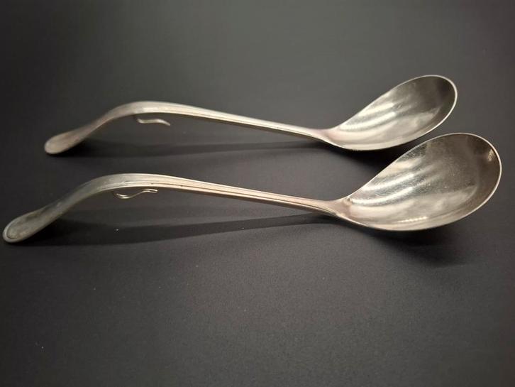 Stel antiek zilver jamlepels met haakje enkelfilet, Antiek en Kunst, Antiek | Goud en Zilver, Zilver, Ophalen of Verzenden