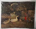 antieke puzzel Ganzen Haan Kippen Boerderij C. Tooly 199, Ophalen of Verzenden