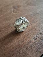 Zilveren ring 072 met grove steen maat 18, 18 tot 19, Ophalen of Verzenden, Dame, Zilver