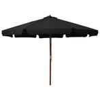 Parasol met houten paal 330 cm zwart €115, Ophalen of Verzenden, Nieuw, Stokparasol
