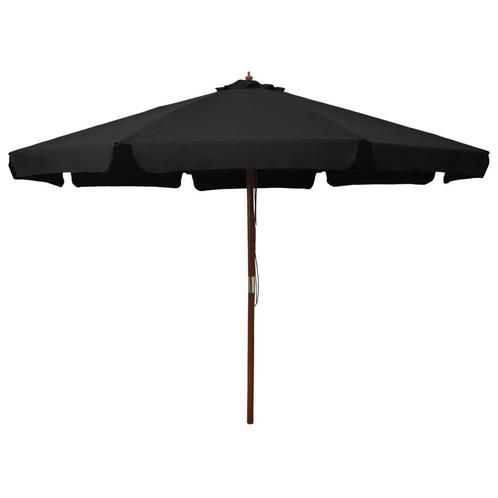 Parasol met houten paal 330 cm zwart €115, Tuin en Terras, Parasols, Nieuw, Stokparasol, Ophalen of Verzenden