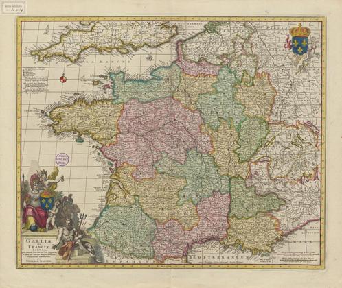Grote landkaart van Frankrijk door Visscher 17e eeuw, Boeken, Atlassen en Landkaarten, Zo goed als nieuw, Landkaart, Wereld, 1800 tot 2000