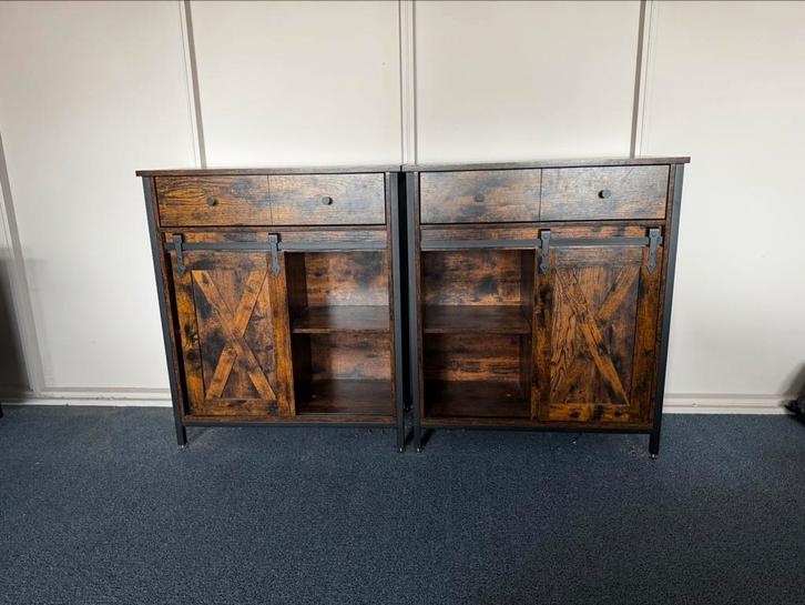 2X Dressoir Kast Gerookt Eiken, Huis en Inrichting, Kasten | Dressoirs, Zo goed als nieuw, 50 tot 100 cm, 25 tot 50 cm, Met lade(s)