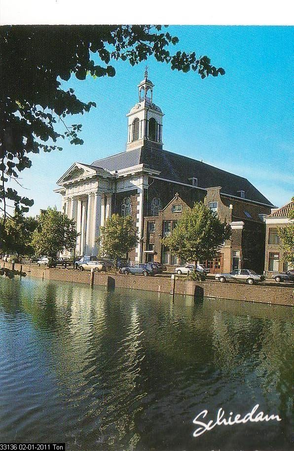 Ansichtkaart	Schiedam	Havenkerk	Lange Haven, Verzenden, 1960 tot 1980, Gelopen, Zuid-Holland