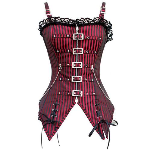 Dames rode gestreepte korset corset sexy gothic steampunk, Kleding | Dames, Ondergoed en Lingerie, Body of Korset, Rood, Verzenden