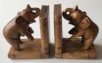 2 houten boekensteunen met olifant, Ophalen of Verzenden