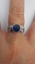 Zilveren zinzi ring met blauwe steen maat 17.25 nr.2292, Verzenden, Zo goed als nieuw, 17 tot 18, Dame