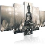 390 Boedha Buddha 5 Luik Canvas Schilderij 200x100cm 2maten, Ophalen of Verzenden