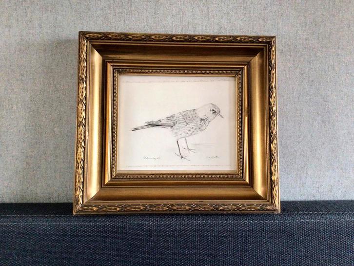 Pentekening J.W. Victor in antieke omlijsting, Antiek en Kunst, Kunst | Tekeningen en Foto's, Ophalen of Verzenden