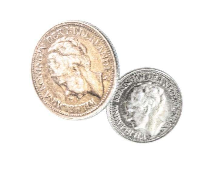 Manchetknopen 10 & 5 Cent Wilhemina opgestoken haar 2 stuks, Postzegels en Munten, Munten | Nederland, Setje, Overige waardes
