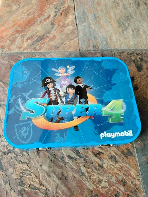 Playmobil Super 4 metalen koffer met 4 puzzels, Kinderen en Baby's, Speelgoed | Kinderpuzzels, Zo goed als nieuw, Meer dan 50 stukjes