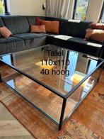 Gratis salontafel 110x110 en 40 cm hoog, Huis en Inrichting, Ophalen, Gebruikt, Glas, Modern