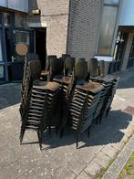 Partij van 50 vintage plywood stapelstoelen ‘80, Vintage retro buisframe design rotan webbing papercord deens, Zwart, Ophalen of Verzenden