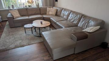 Lederen U-Bank Taupe - Ruim en Comfortabel! beschikbaar voor biedingen