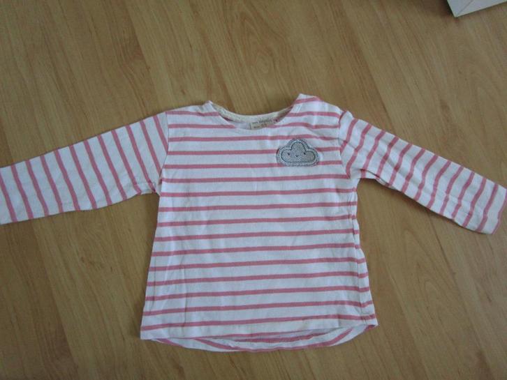 Zara - roze/wit gestreept shirt maat 68, Kinderen en Baby's, Babykleding | Maat 68, Zo goed als nieuw, Meisje, Shirtje of Longsleeve