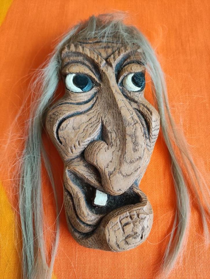 Grappig vintage hoofd van keramiek om op te hangen, Antiek en Kunst, Curiosa en Brocante, Verzenden