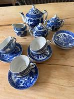 Antiek kinderserviesje Delfts blauw decor Weeping Willow, Antiek en Kunst, Ophalen
