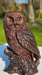 UIL OP BOOMSTRONK / bronzen beeld, Dierenbeeld, Nieuw, Info@huisentuindecoratiemarie.nl, Huis en tuin decoratie marie