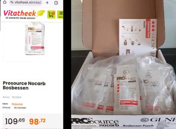Prosource nocarb bosbes eiwitsupplement  beschikbaar voor biedingen