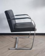 Leren BRNO stoel, design Mies van der Rohe, flat steel, Ophalen