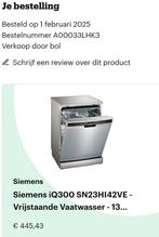 Siemens vaatwasser, Ophalen, Minder dan 85 cm, Minder dan 10 liter, Zo goed als nieuw