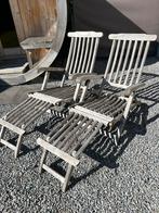 2 Houten verstelbare ligstoelen te koop, Tuin en Terras, Gebruikt, Hout, Ophalen, Verstelbaar